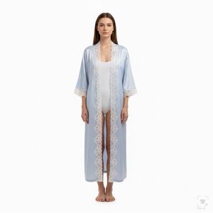 Ralph Lauren Sky Blue Robe with Lace Trim